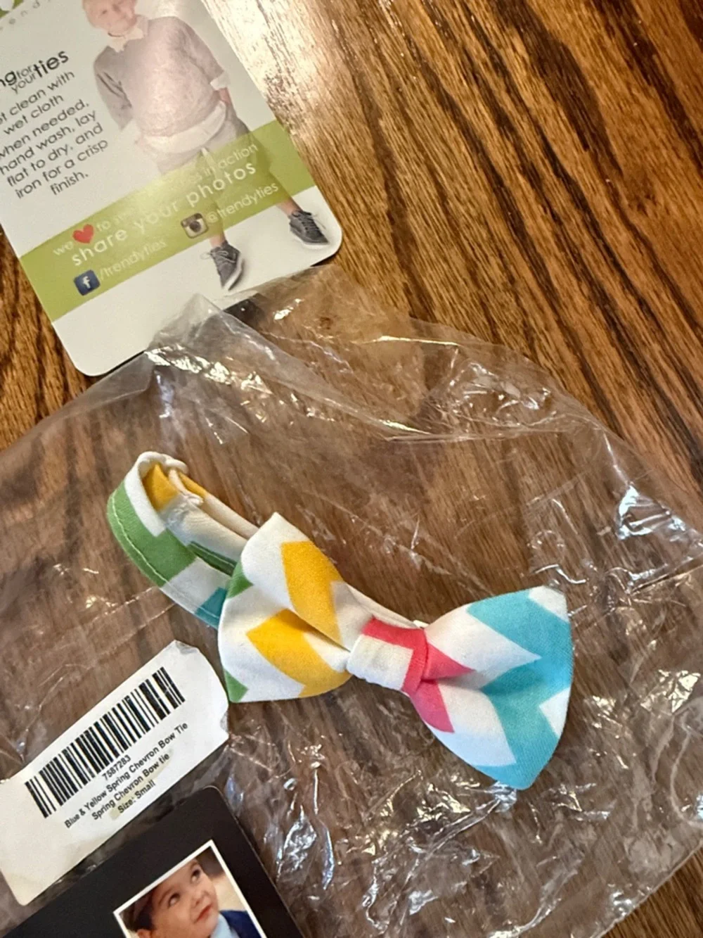 Trendy Ties boys neck tie and bow tie in multicolored pastel chevron pattern New